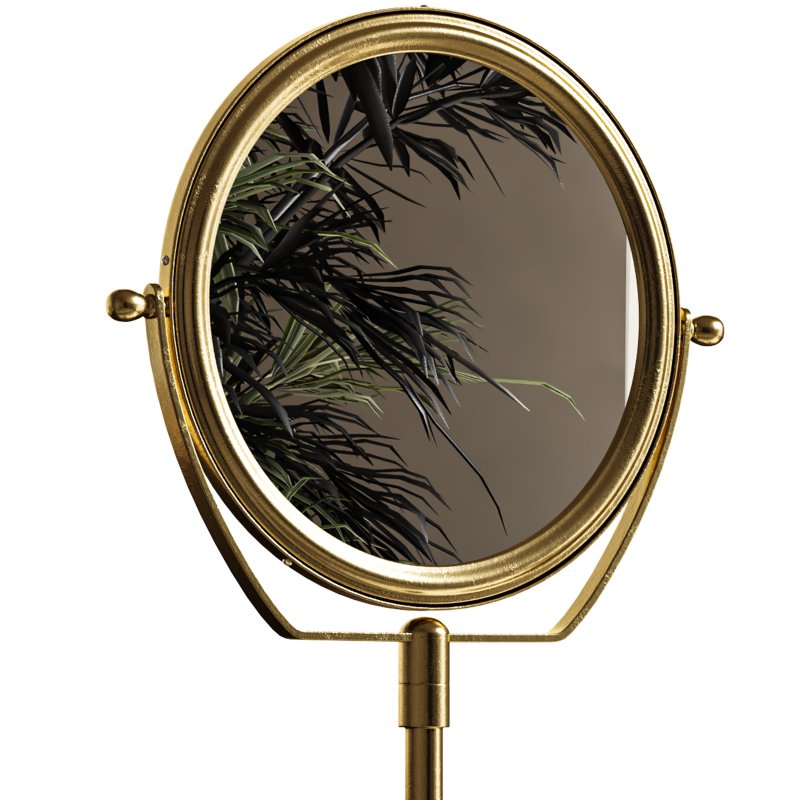 Table Makeup Mirror Chrome Brass Swivel Magnifying Two Sided - Image 11