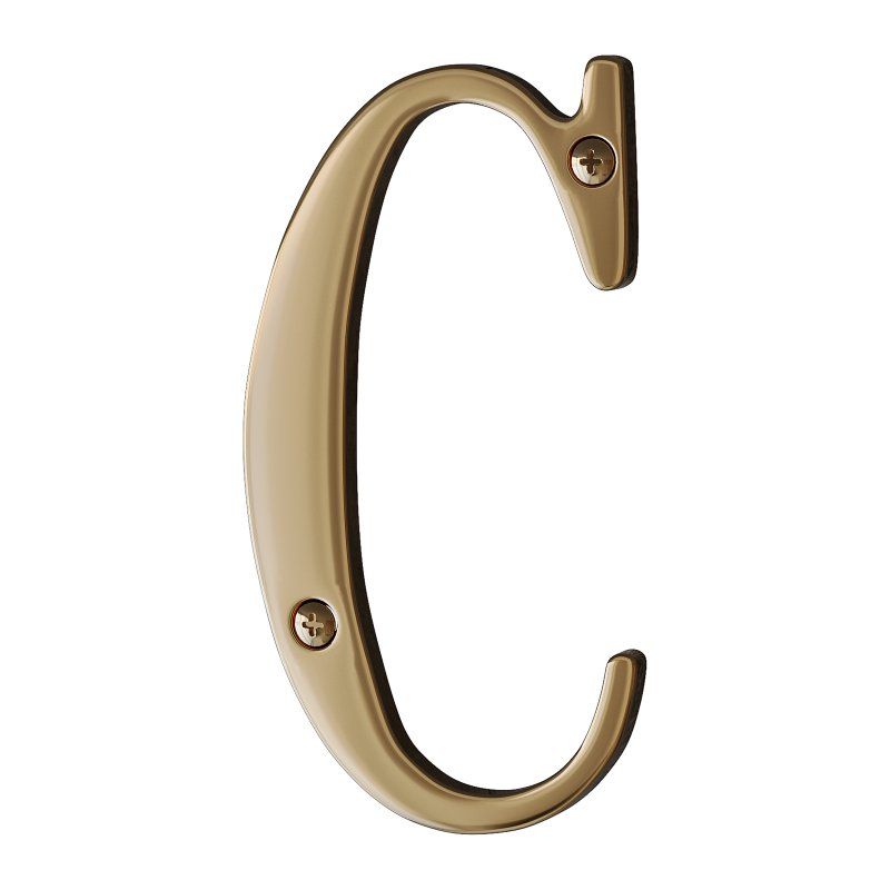 House Letter Solid Bright Brass Wall Mount C Letter - Image 2