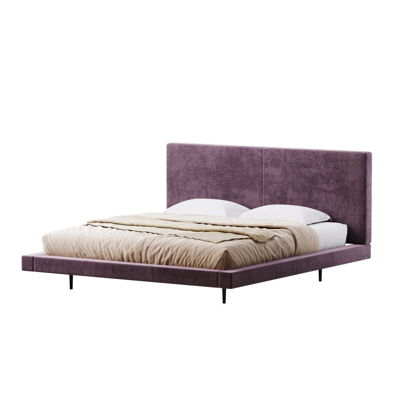 Rectangular Sand Genuine Leather and Sponge Solid Color Platform Bed - Image 8