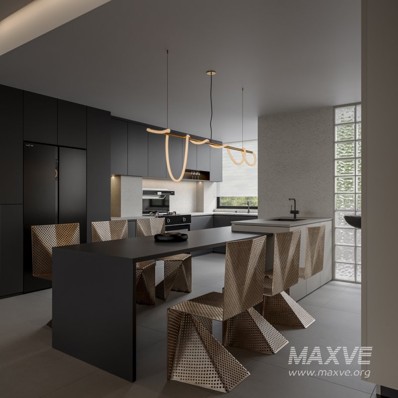 Modern living room dining room kitchen - Image 3