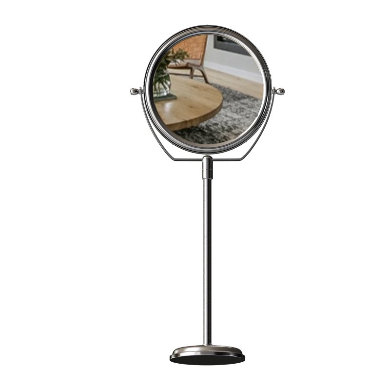 Table Makeup Mirror Chrome Brass Swivel Magnifying Two Sided - Image 6
