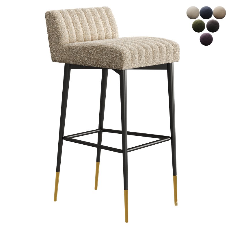 Liang Eimil Coltrane Bar Stool with Boucle Sand Fabric - Image 1