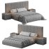 Walvia Gray Velvet Luxury Wide Headboard Bed - Thumbnail 3