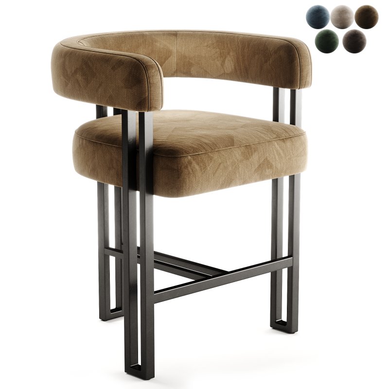 Mekah Upholstered Counter Stool with Metal Frame - Image 3