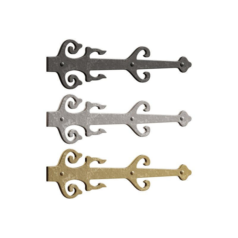 Black Wrought Iron Garage Door Decorative Hardware Poseidon Trident Design 12 in Rust Resistant Dummy Strap Hinge with Mounting Hardware - Image 2