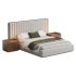Walvia Gray Velvet Luxury Wide Headboard Bed - Thumbnail 4