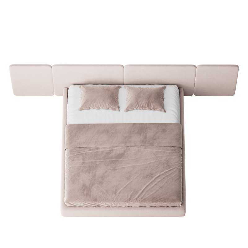 Natural Finish Fabric Pallet Bed Frame with Sponge Fill for Bedroom Comfort - Image 4