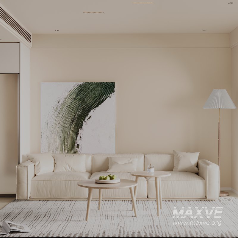 Warm modern simple living room scene - Image 1