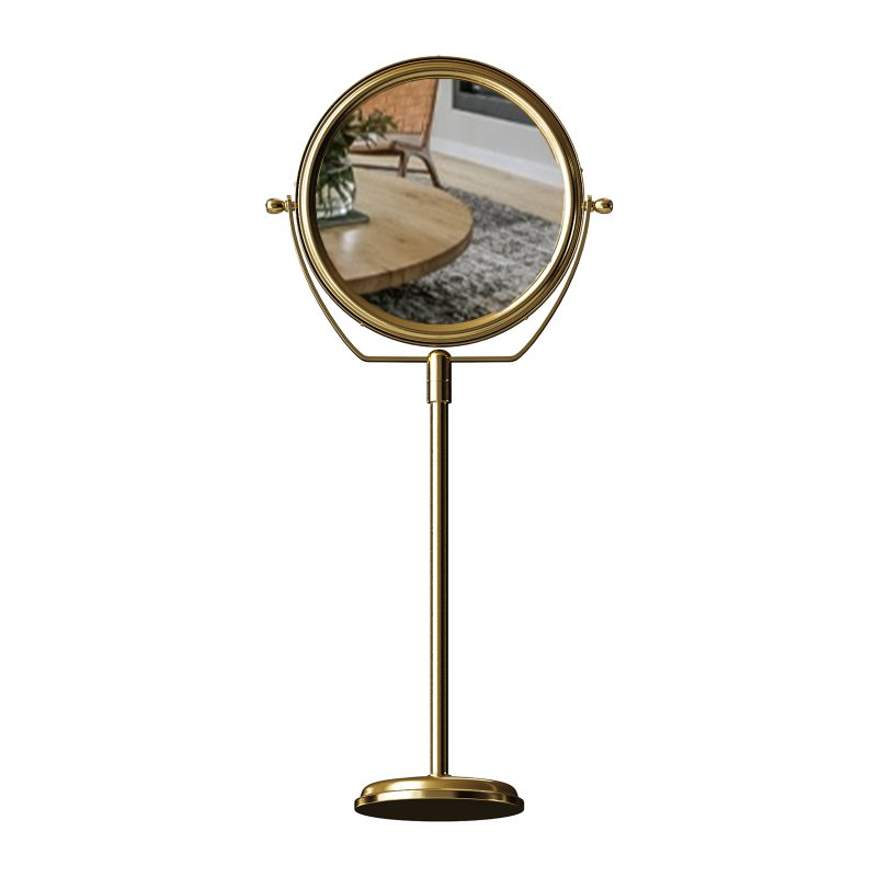 Table Makeup Mirror Chrome Brass Swivel Magnifying Two Sided - Image 7