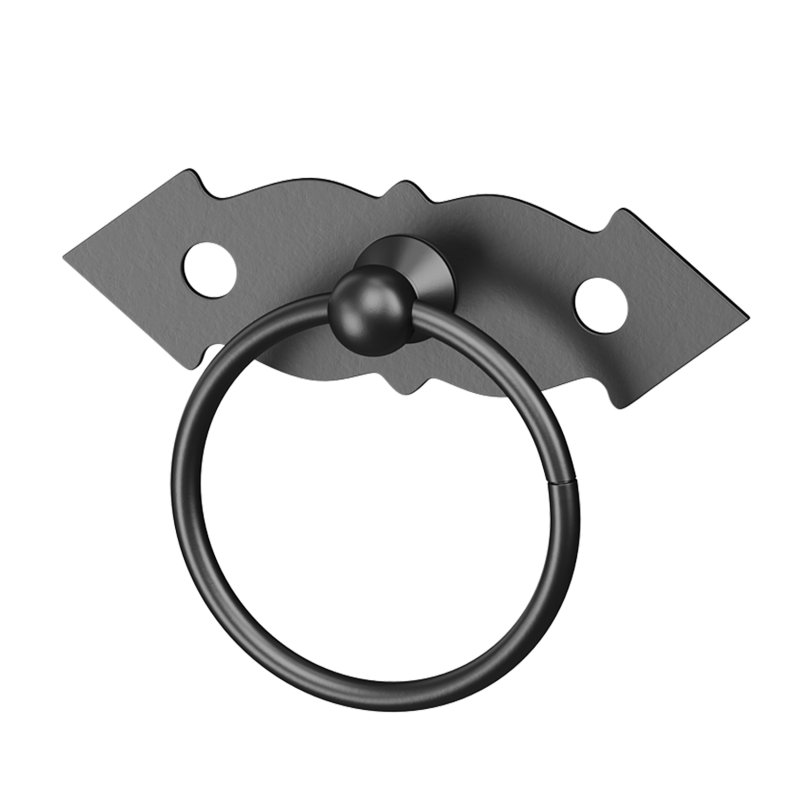 Ring Pull Cabinet Door Drawer Wrought Iron Black - Image 4