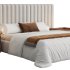 Walvia Gray Velvet Luxury Wide Headboard Bed - Thumbnail 6