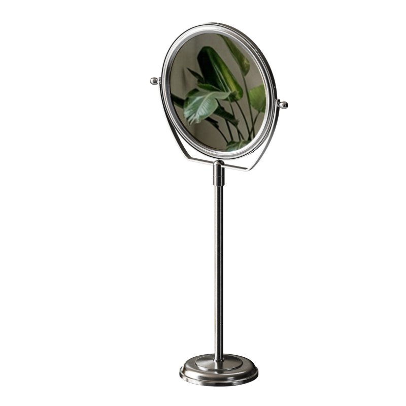 Table Makeup Mirror Chrome Brass Swivel Magnifying Two Sided - Image 10