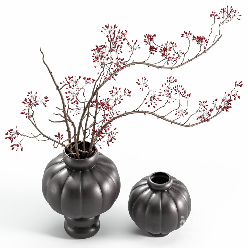 Red Berry Branches in LOUISE ROE Balloon Vases - Image 3