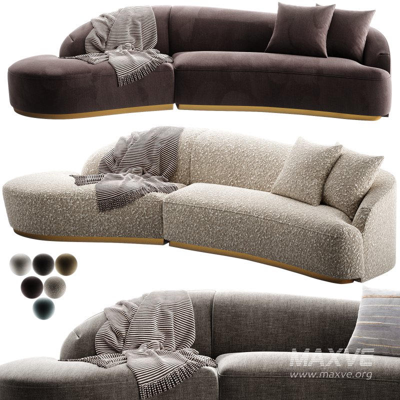 Reya Curved Sectional Sofa Lounge - Image 1
