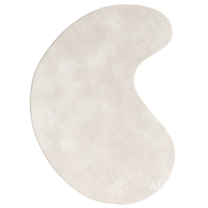 Vanni Solid Cream Curved Wool Rug - Image 3