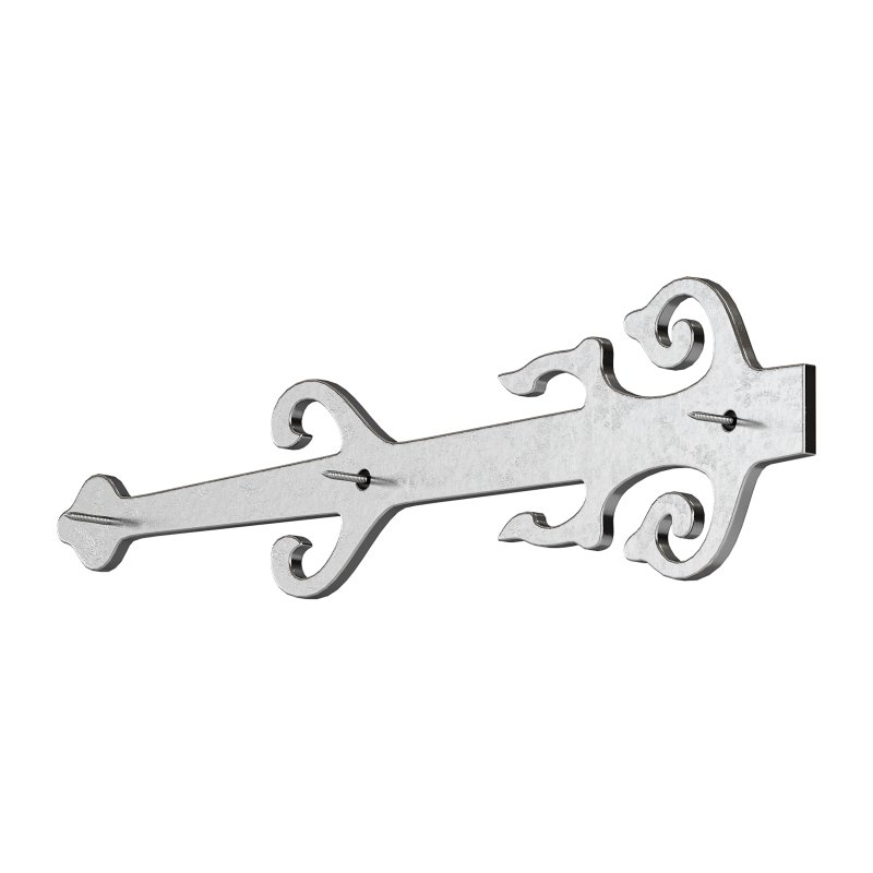 Black Wrought Iron Garage Door Decorative Hardware Poseidon Trident Design 12 in Rust Resistant Dummy Strap Hinge with Mounting Hardware - Image 3