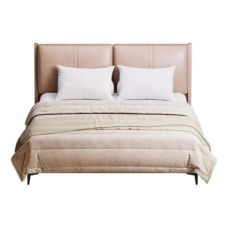 Modern Light Wood Pine Upholstered Headboard Bed - Image 7