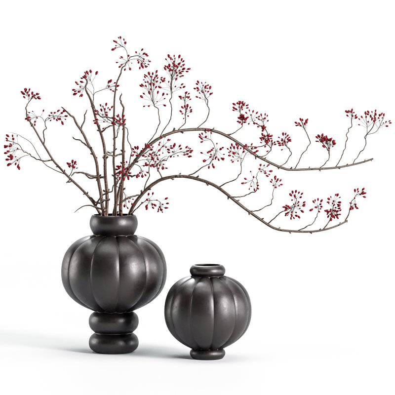Red Berry Branches in LOUISE ROE Balloon Vases - Image 1