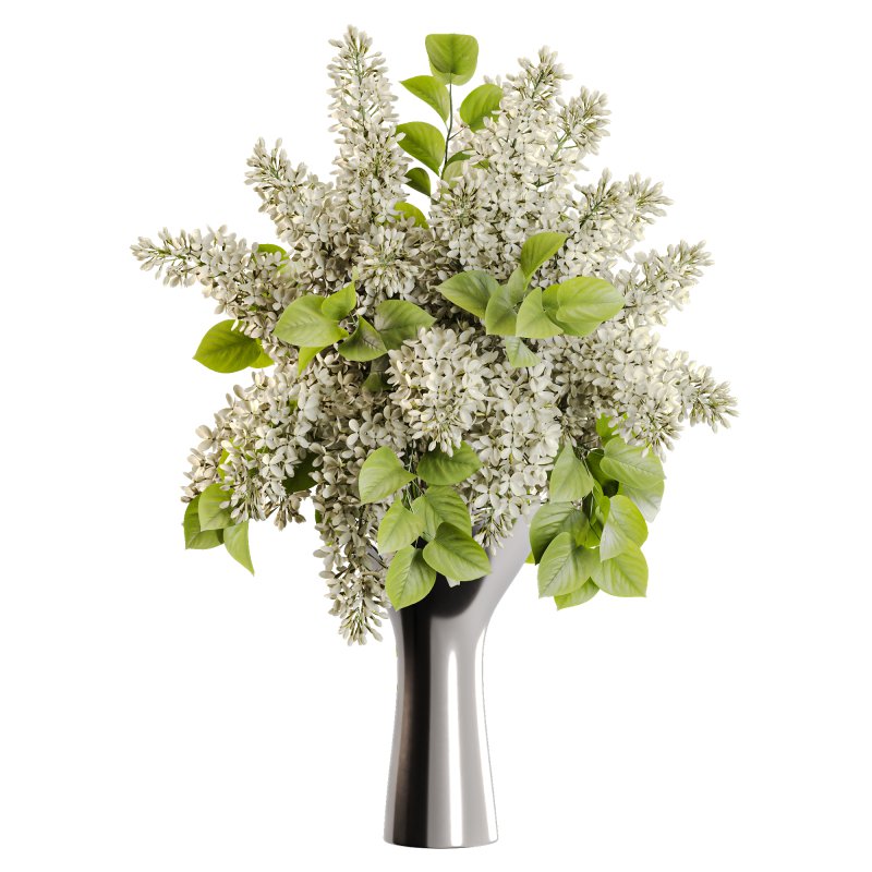 White Lilac in a Metallic Vase - Image 2