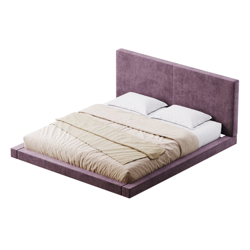 Rectangular Sand Genuine Leather and Sponge Solid Color Platform Bed - Image 12
