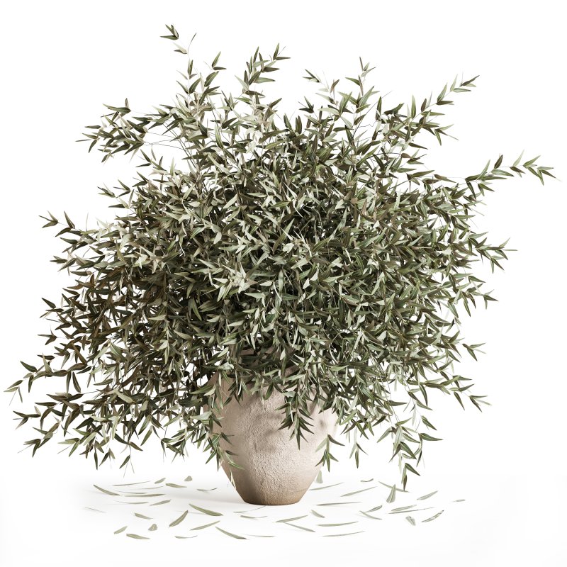 Olive Branches in Textured Ceramic Vase - Image 2