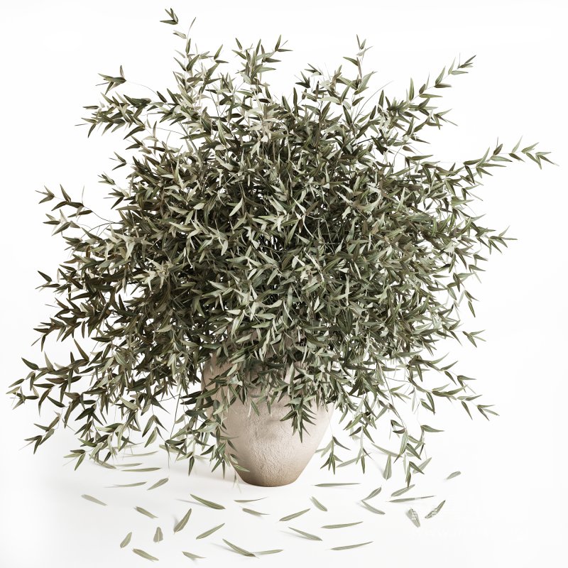 Olive Branches in Textured Ceramic Vase - Image 3