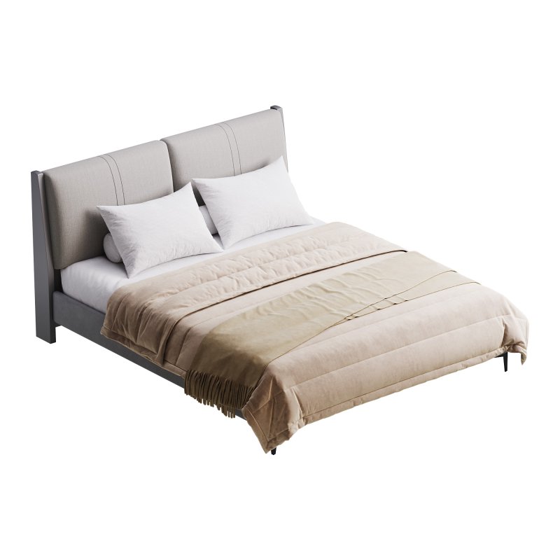 Modern Light Wood Pine Upholstered Headboard Bed - Image 6