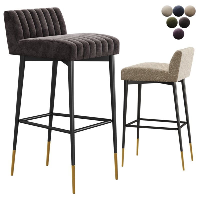 Liang Eimil Coltrane Bar Stool with Boucle Sand Fabric - Image 2