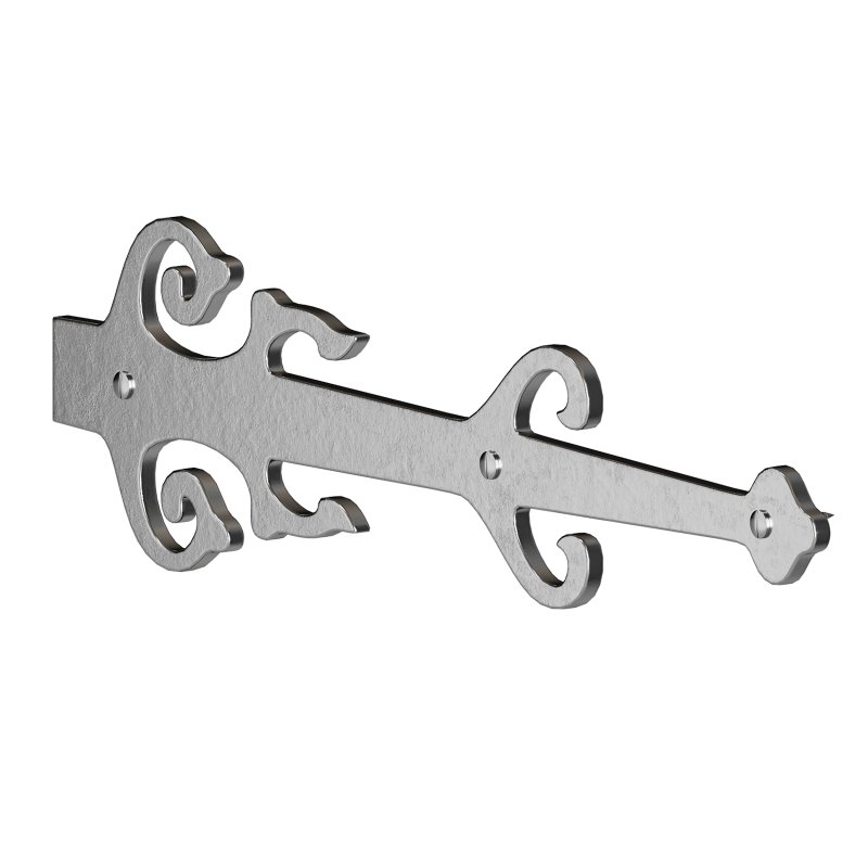 Black Wrought Iron Garage Door Decorative Hardware Poseidon Trident Design 12 in Rust Resistant Dummy Strap Hinge with Mounting Hardware - Image 7