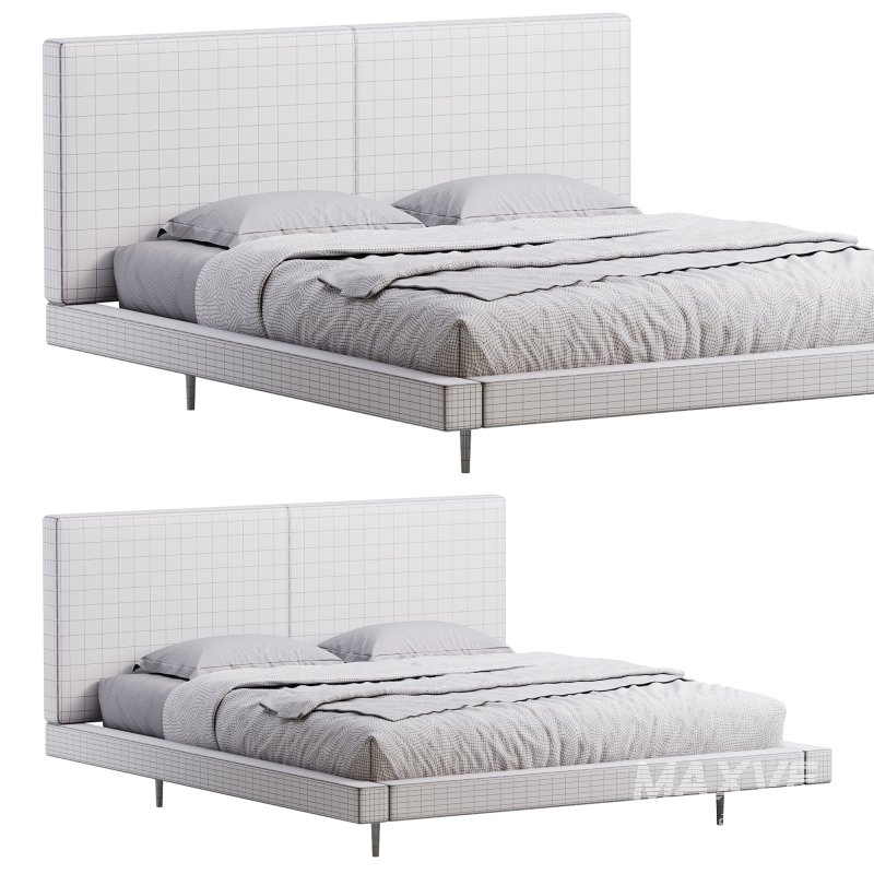 Rectangular Sand Genuine Leather and Sponge Solid Color Platform Bed - Image 14