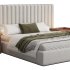 Walvia Gray Velvet Luxury Wide Headboard Bed - Thumbnail 2