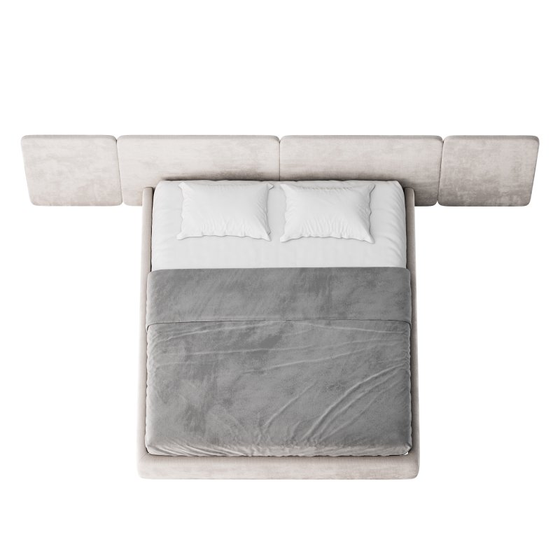 Natural Finish Fabric Pallet Bed Frame with Sponge Fill for Bedroom Comfort - Image 5