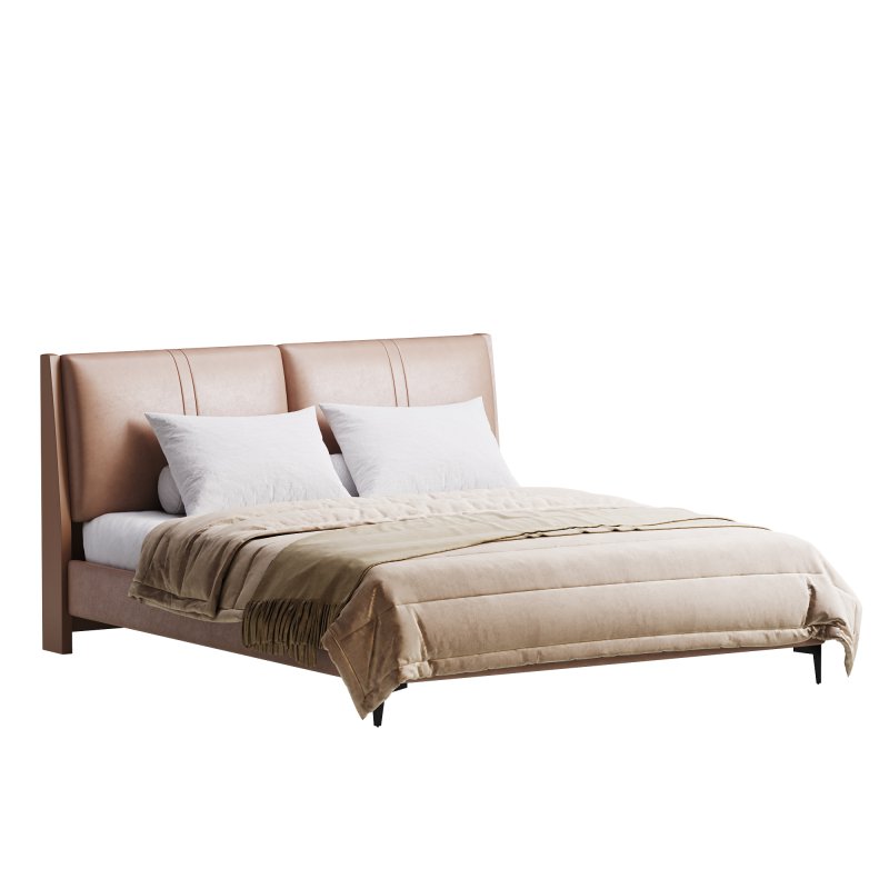 Modern Light Wood Pine Upholstered Headboard Bed - Image 13