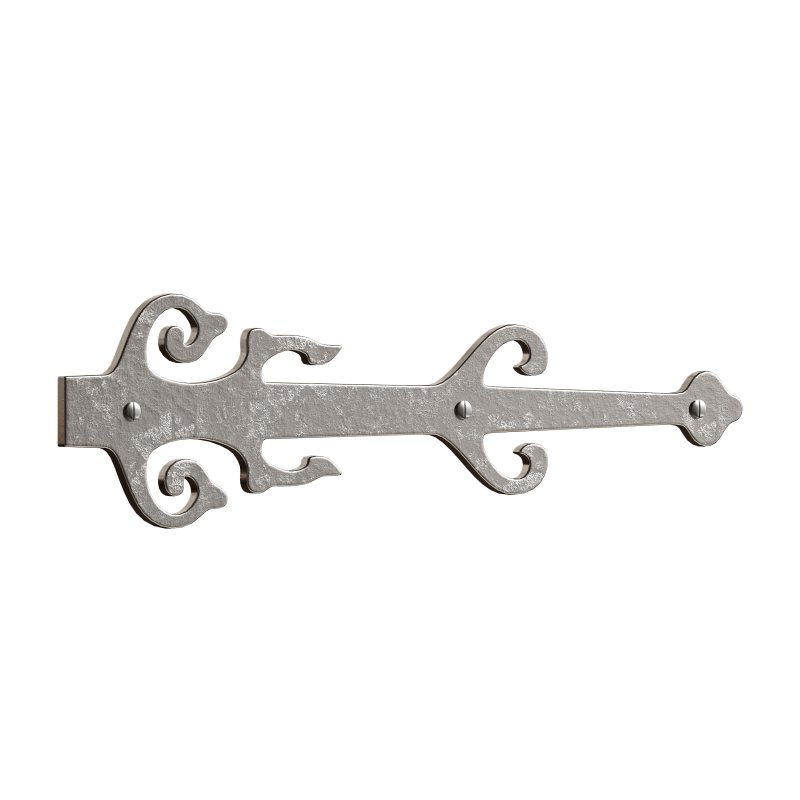Black Wrought Iron Garage Door Decorative Hardware Poseidon Trident Design 12 in Rust Resistant Dummy Strap Hinge with Mounting Hardware - Image 4