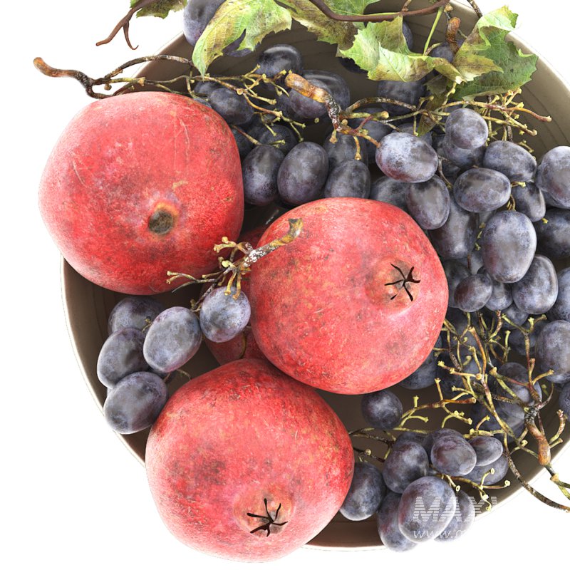 bowl of black grapes and pomegranate fruit - Image 5