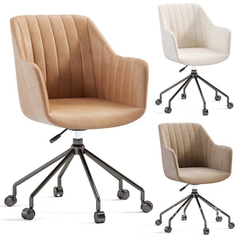 Office Chair Made Of Boucle Fabric Matie - Image 8