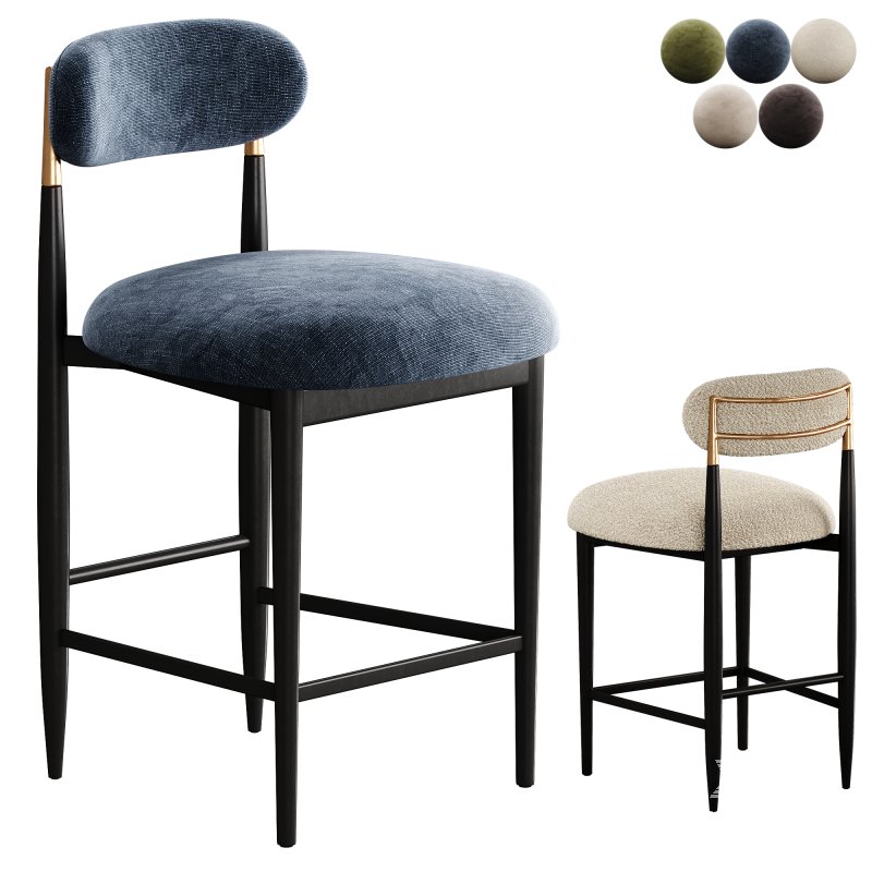 4 Piece Boucle Upholstered Counter Stool - Image 4