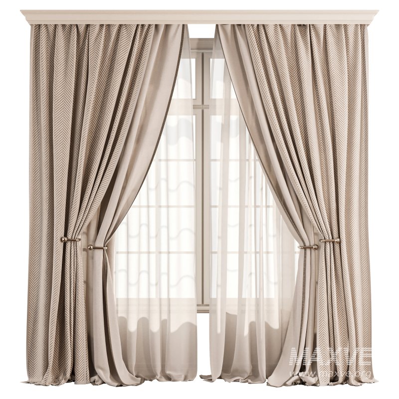 Herringbone Curtain with Sheer Layer 74 - Image 1