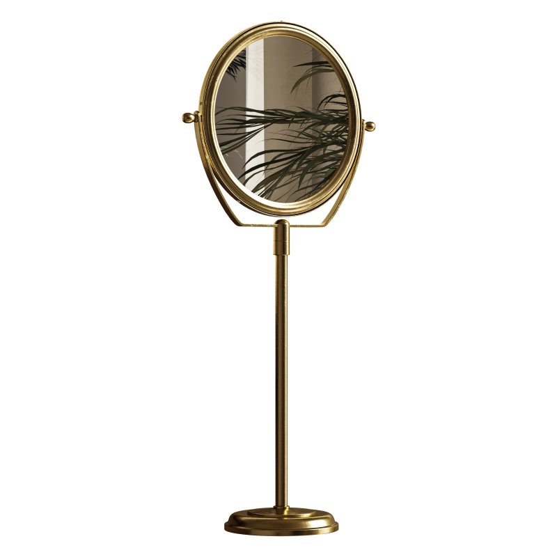 Table Makeup Mirror Chrome Brass Swivel Magnifying Two Sided - Image 4