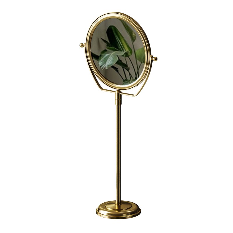 Table Makeup Mirror Chrome Brass Swivel Magnifying Two Sided - Image 3