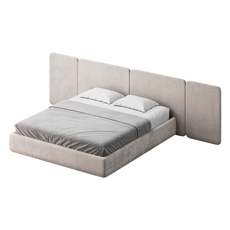 Natural Finish Fabric Pallet Bed Frame with Sponge Fill for Bedroom Comfort - Image 2