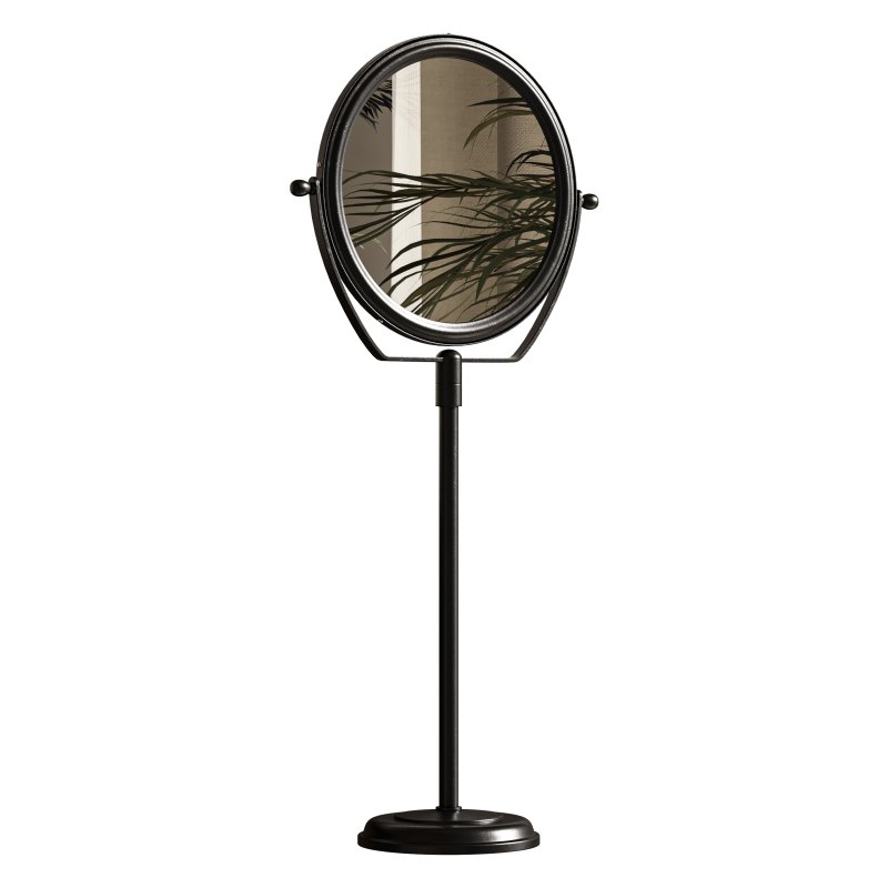 Table Makeup Mirror Chrome Brass Swivel Magnifying Two Sided - Image 5