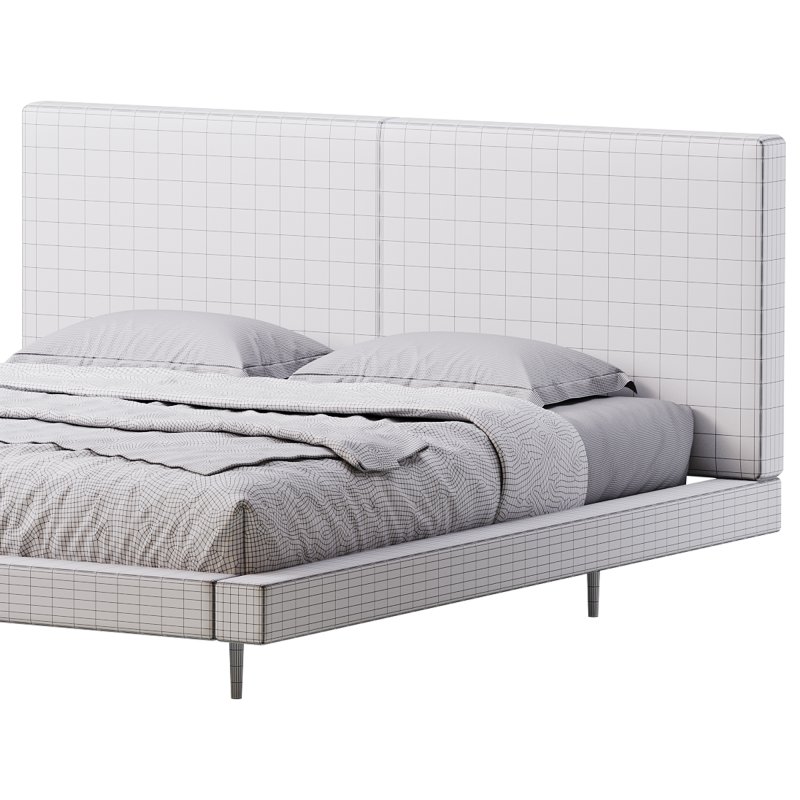 Rectangular Sand Genuine Leather and Sponge Solid Color Platform Bed - Image 15