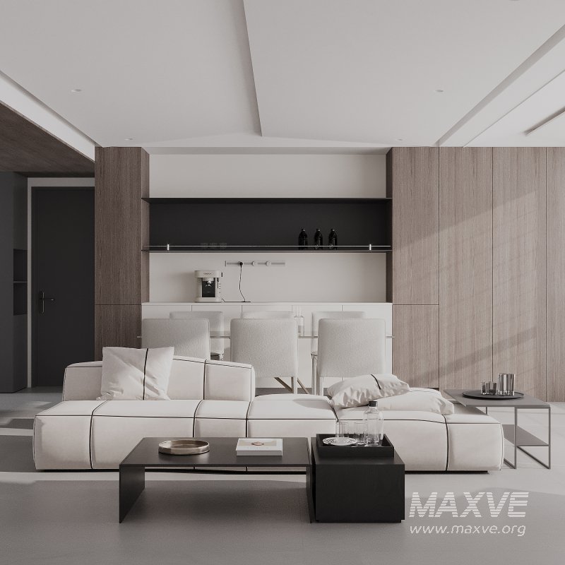 Modern minimalist living room dining room - Image 1