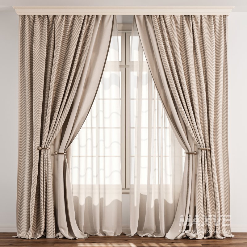 Herringbone Curtain with Sheer Layer 74 - Image 2