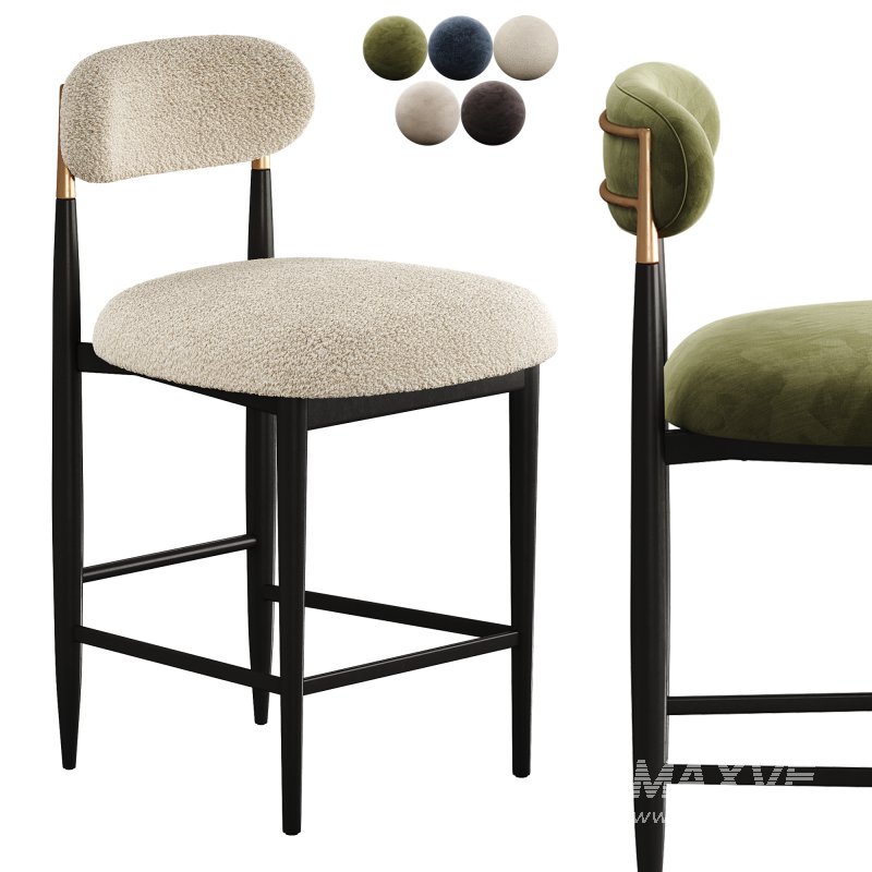 4 Piece Boucle Upholstered Counter Stool - Image 1