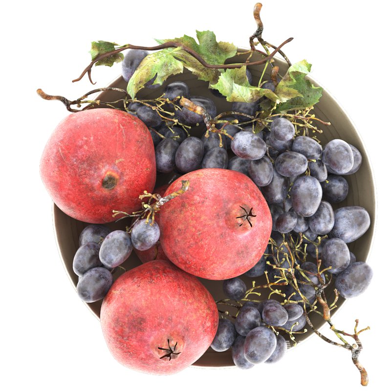 bowl of black grapes and pomegranate fruit - Image 2