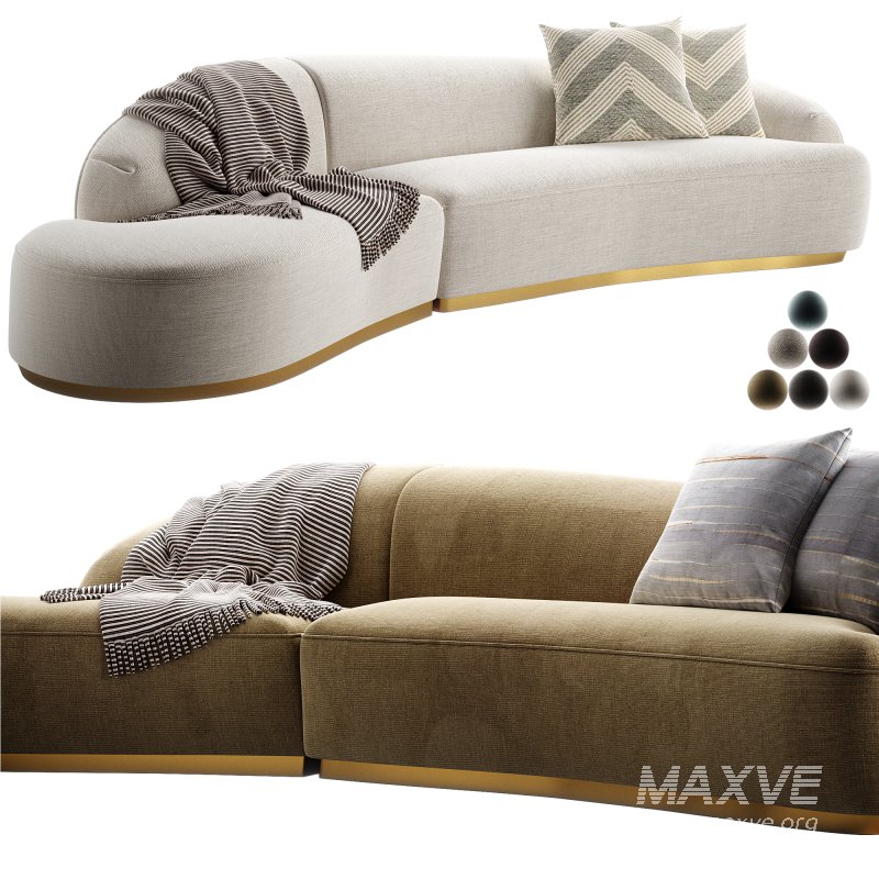 Reya Curved Sectional Sofa Lounge - Image 3