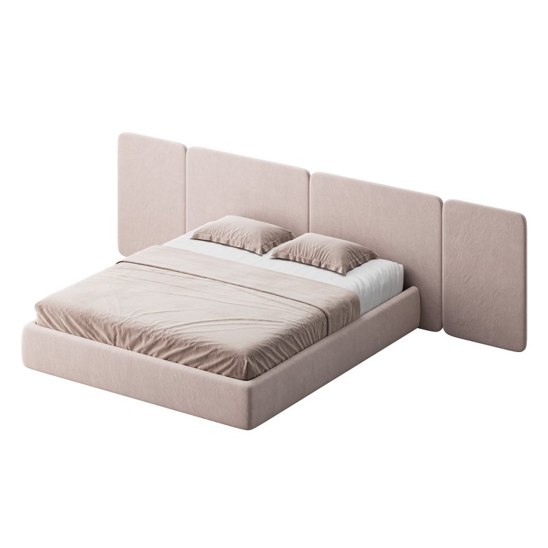 Natural Finish Fabric Pallet Bed Frame with Sponge Fill for Bedroom Comfort - Image 6