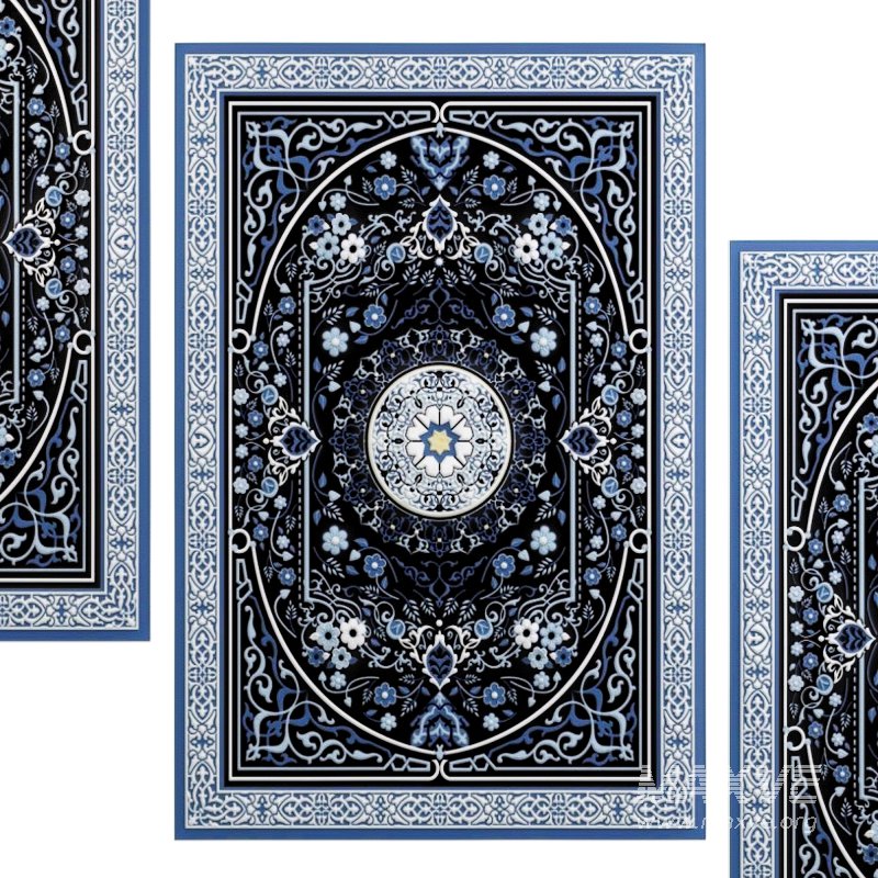Blue And Black Wintage Rug - Image 2